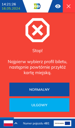 Kasownik NV1 - wybierz profil biletu