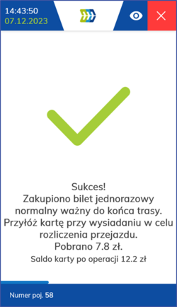 Kasownik NV1 - potwierdzenie zakupu